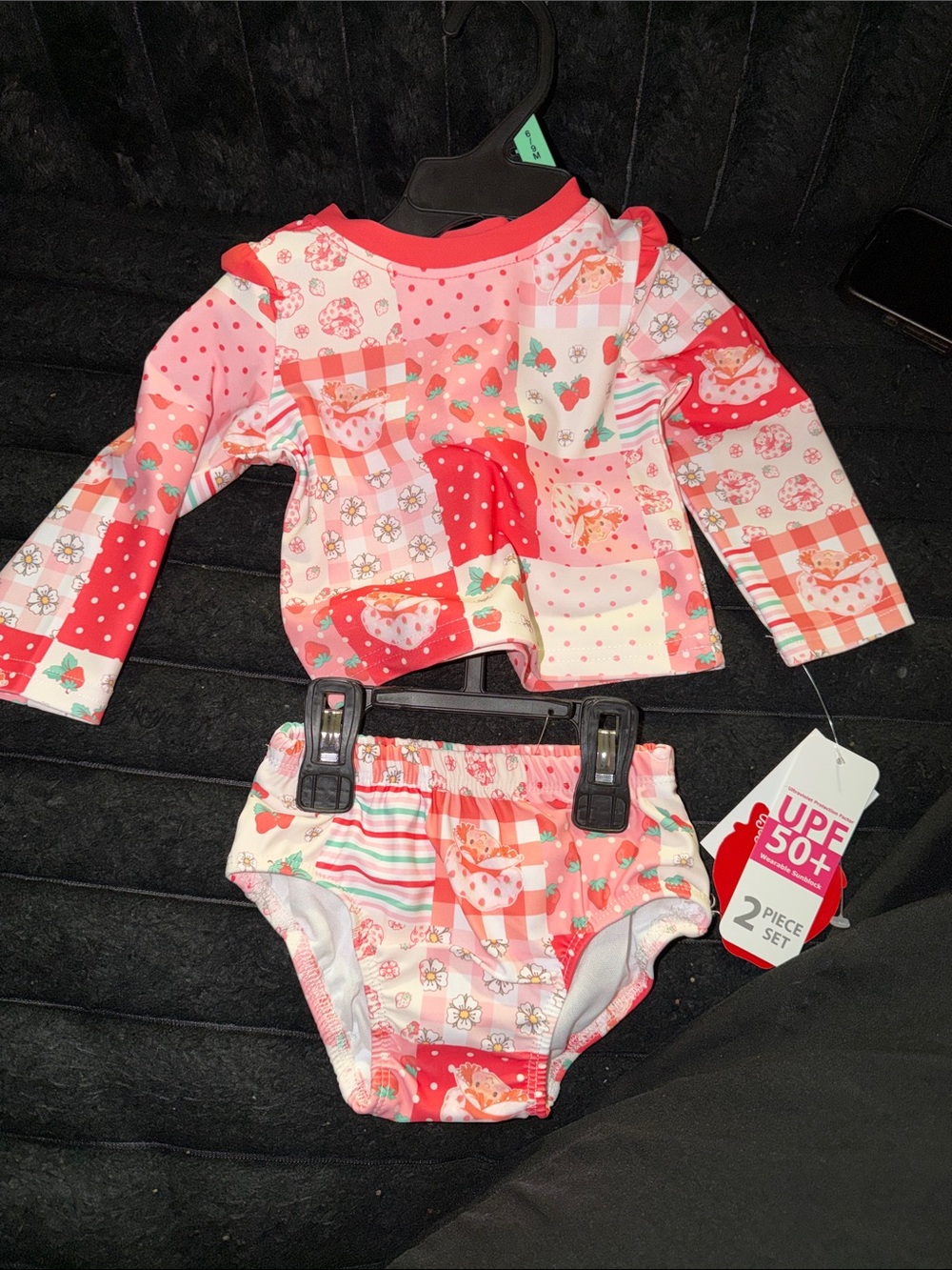 Baby Two-Piece Rashguard Set in Pink and Red